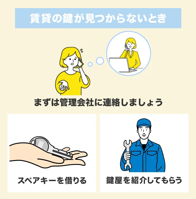 賃貸住宅の鍵が見つからないときは管理会社に連絡