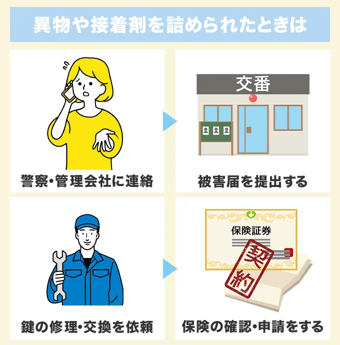 異物や接着剤を詰められたら警察に連絡