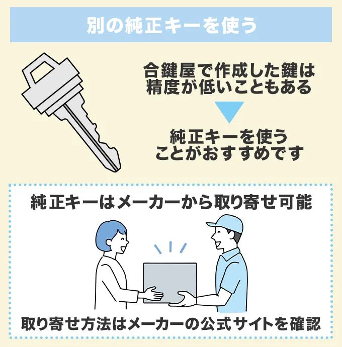 別の鍵（純正キー）を使う