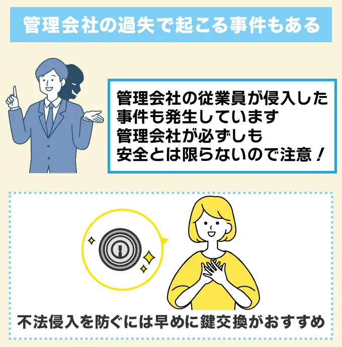 オーナーではなく管理会社の過失で起こる事件もある