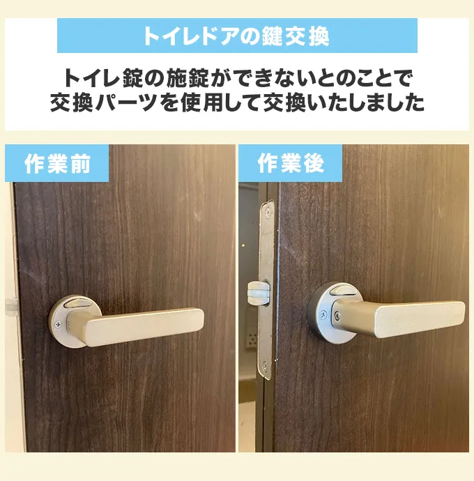 トイレドアの鍵交換