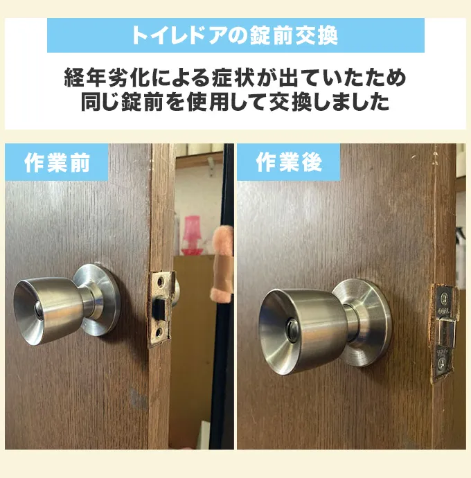 トイレドアの錠前交換