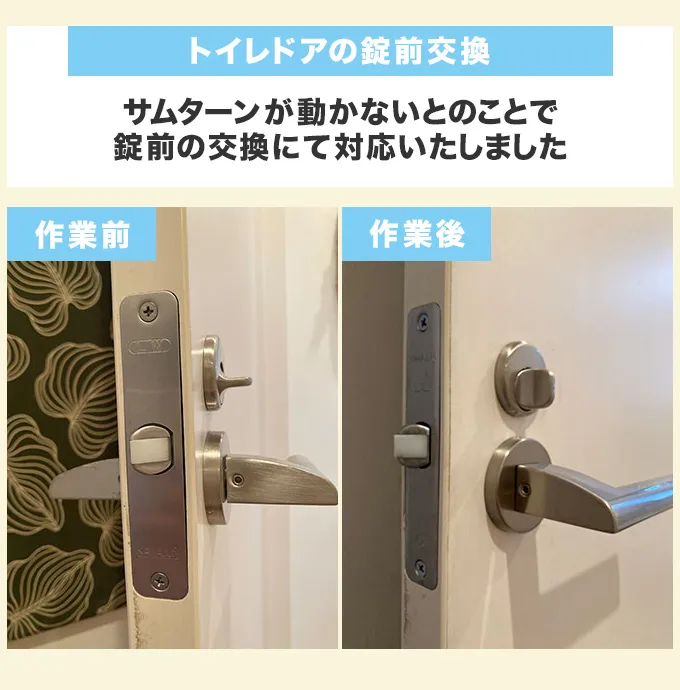 トイレドアの錠前交換