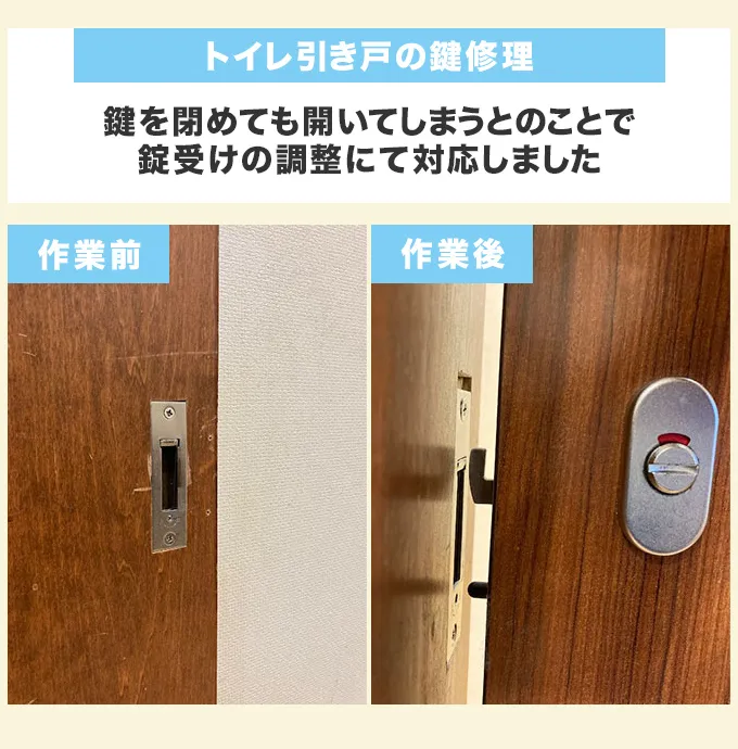 トイレ引き戸の鍵修理