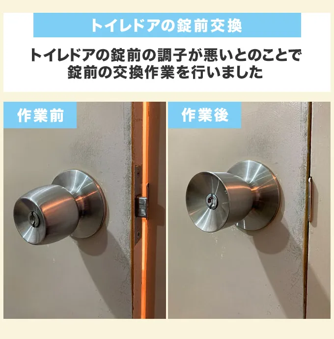 トイレドアの錠前交換