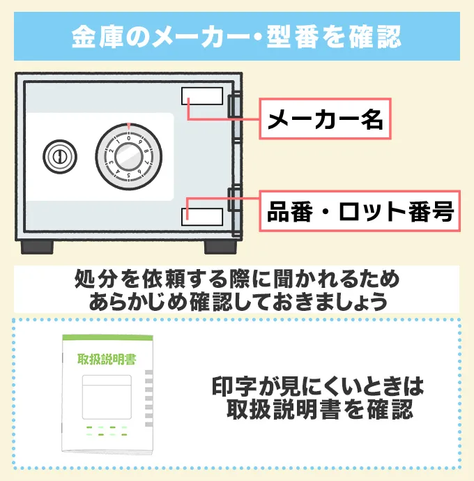 金庫のメーカー・型番を確認