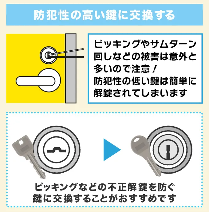 防犯性の高い鍵へ交換する