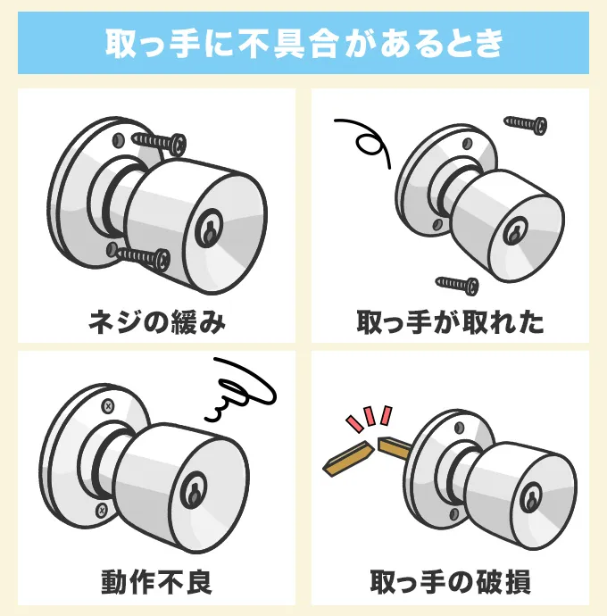 玄関ドアの取っ手に不具合が起こっているとき