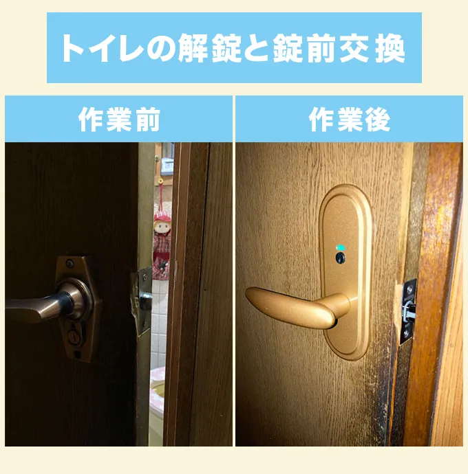 柏原市　トイレドアの解錠と錠前交換