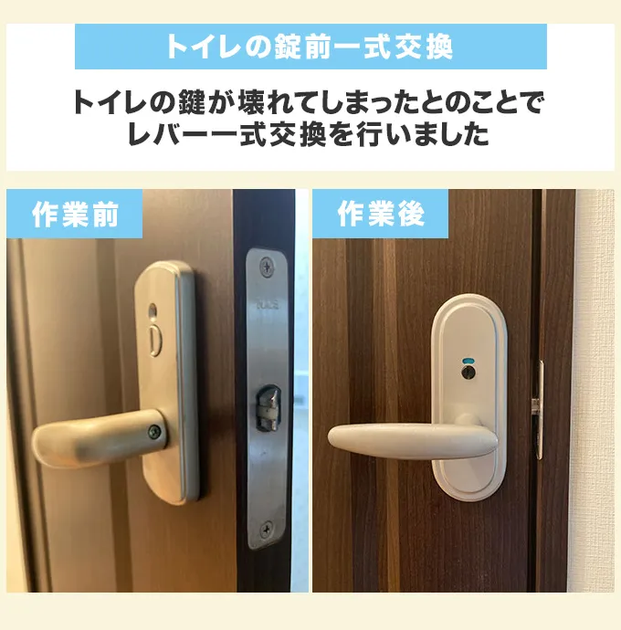 トイレの錠前一式交換