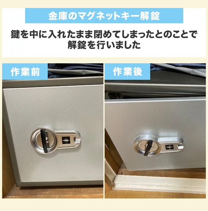 金庫のマグネットキー解錠