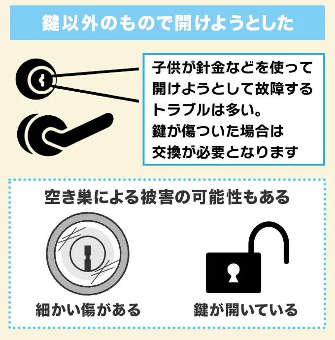 子供が鍵以外のもので開けようとする