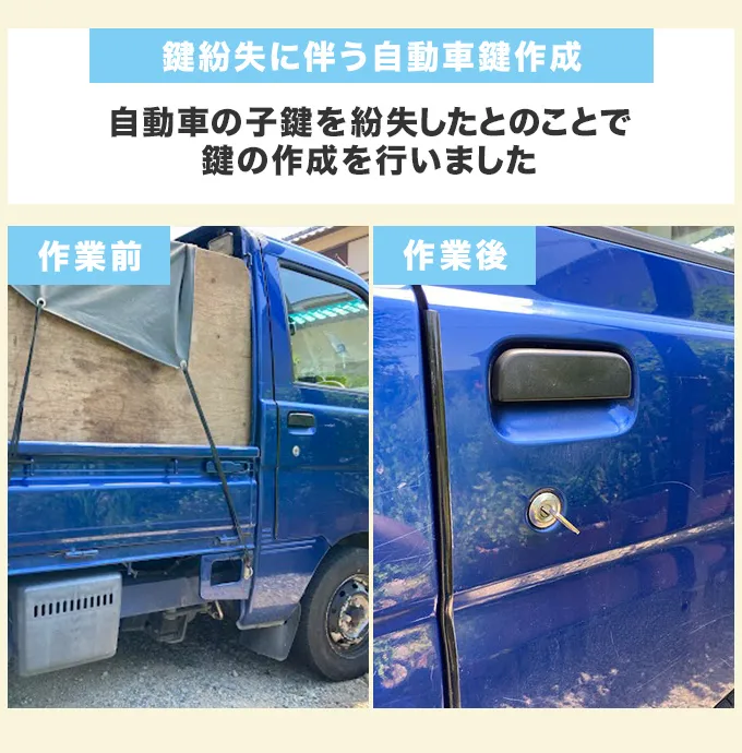 鍵紛失に伴う自動車の鍵作成