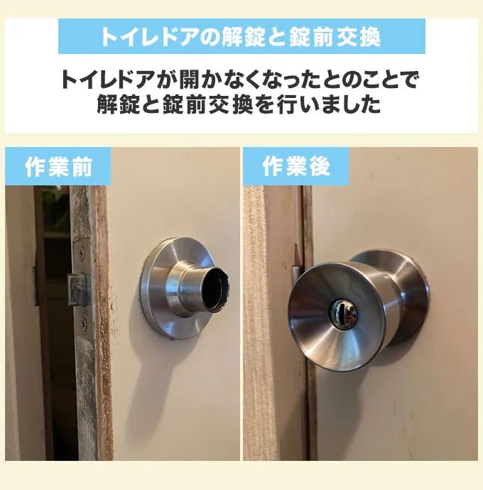 トイレドアの解錠と錠前交換