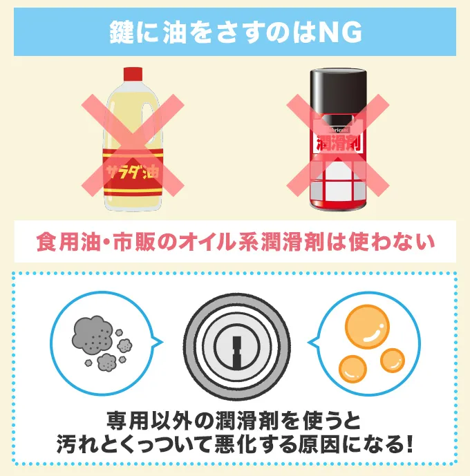 玄関ドアの鍵に油をさすのはNG