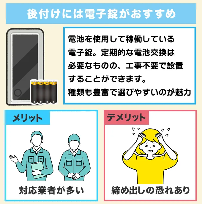 後から付けるなら電子錠がおすすめ