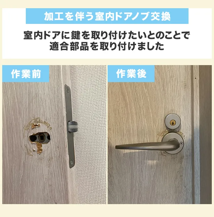 加工作業を伴うドアノブ交換