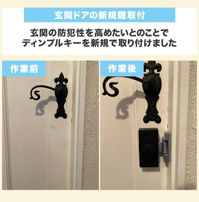 玄関ドアの新規鍵取付