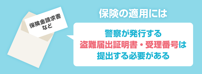 保険の適用には盗難届出証明書・受理番号が必要