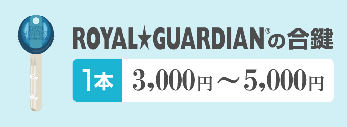 合鍵はロイヤル★ガーディアンの特約代理店に依頼すると3,000円～5,000円で作製することができます。