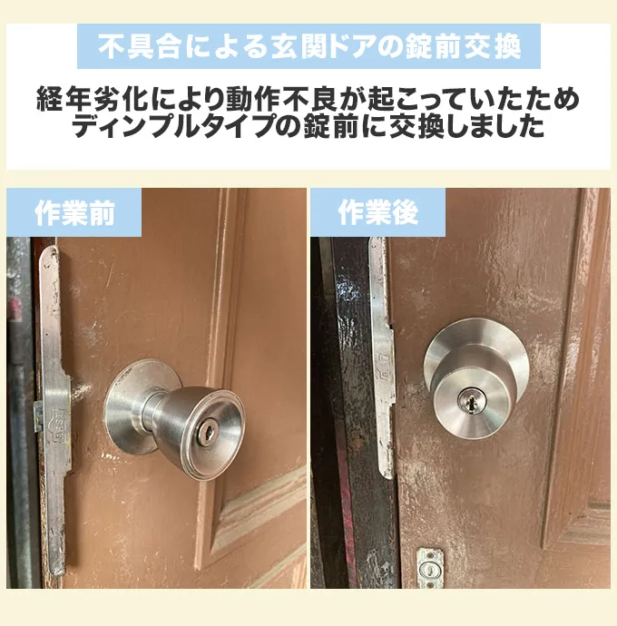 玄関ドアの錠前一式交換
