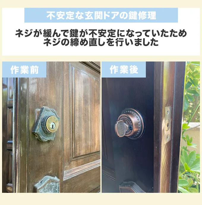 不安定な玄関ドアの鍵修理