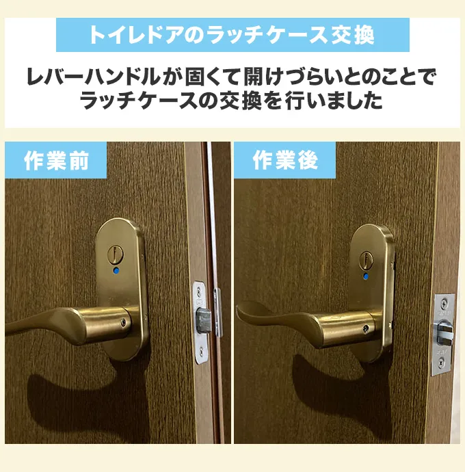 トイレドアのラッチケース交換