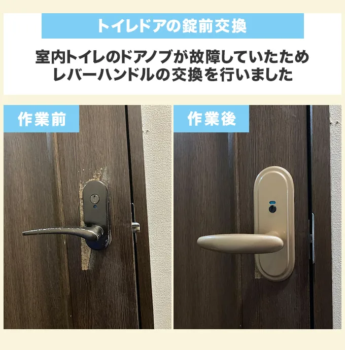トイレドアの錠前交換
