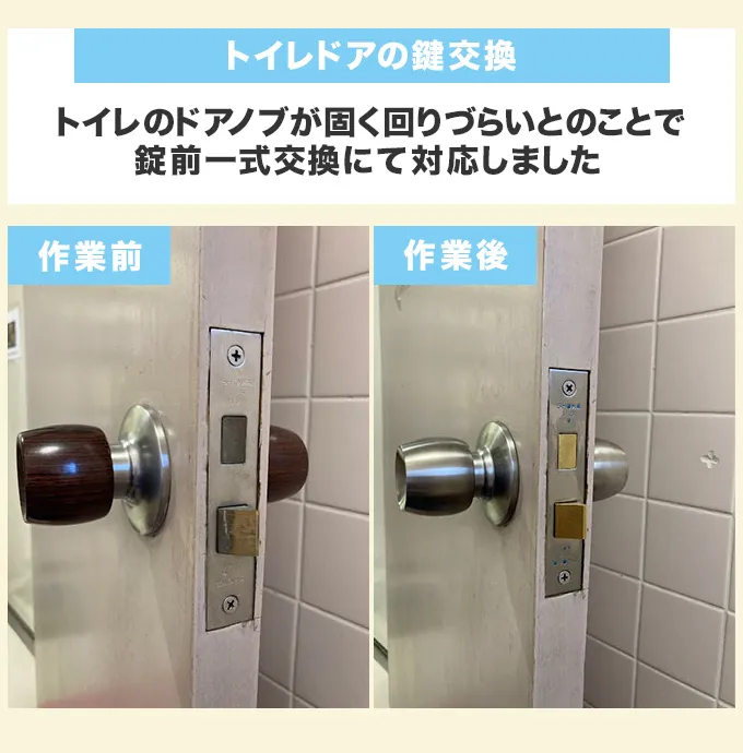 トイレドアの鍵交換