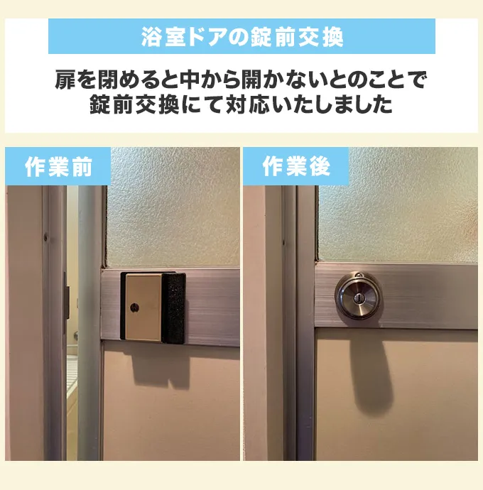 浴室ドアの錠前交換