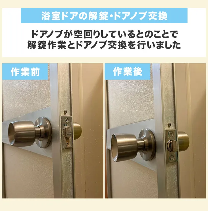 浴室ドアの解錠、ドアノブ交換