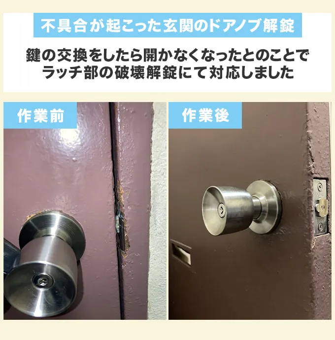 不具合が起こったドアノブの解錠