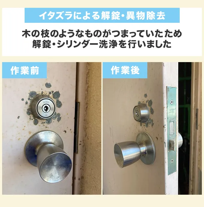 ポンプ室ドアの解錠・鍵穴の異物除去