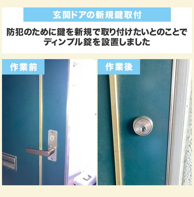 玄関ドアの新規鍵取付